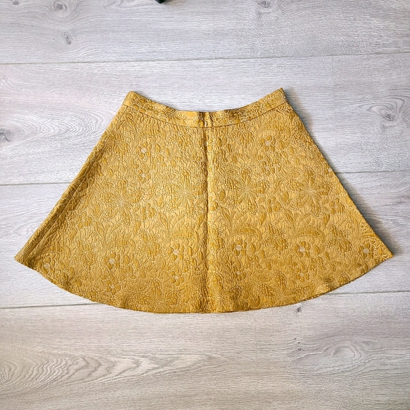 Club Monaco Yellow Jacquard Flare Mini Skirt - Picture 2 of 7